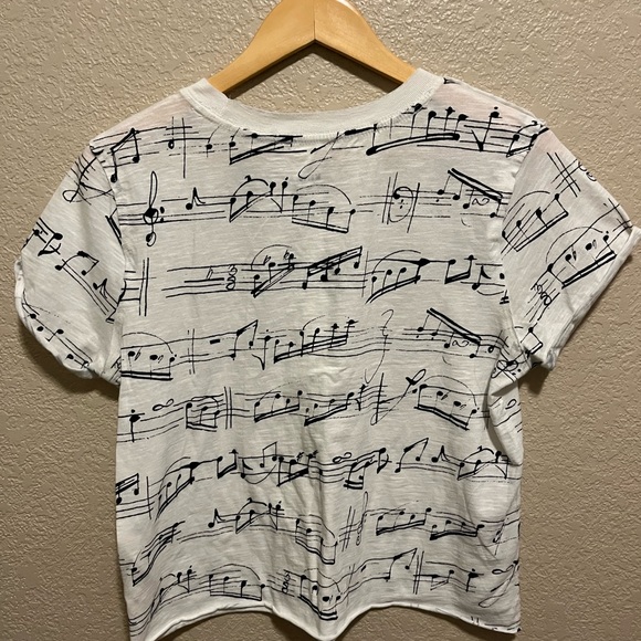 Anthropologie Maeve Musical Note Print Tee - White and Black XS - Picture 2 of 3